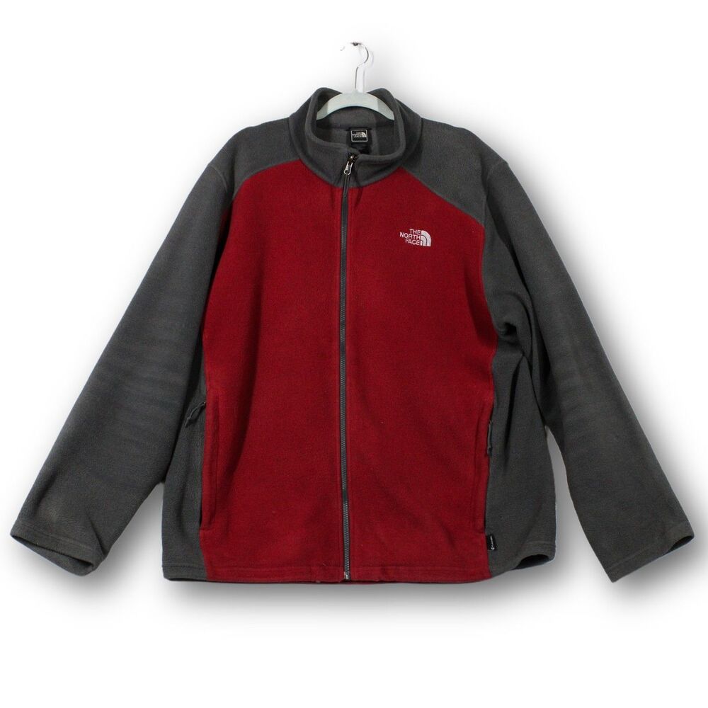 The North Face Khumbu Fleece Jacket Men's XL Red Gray Full Zip